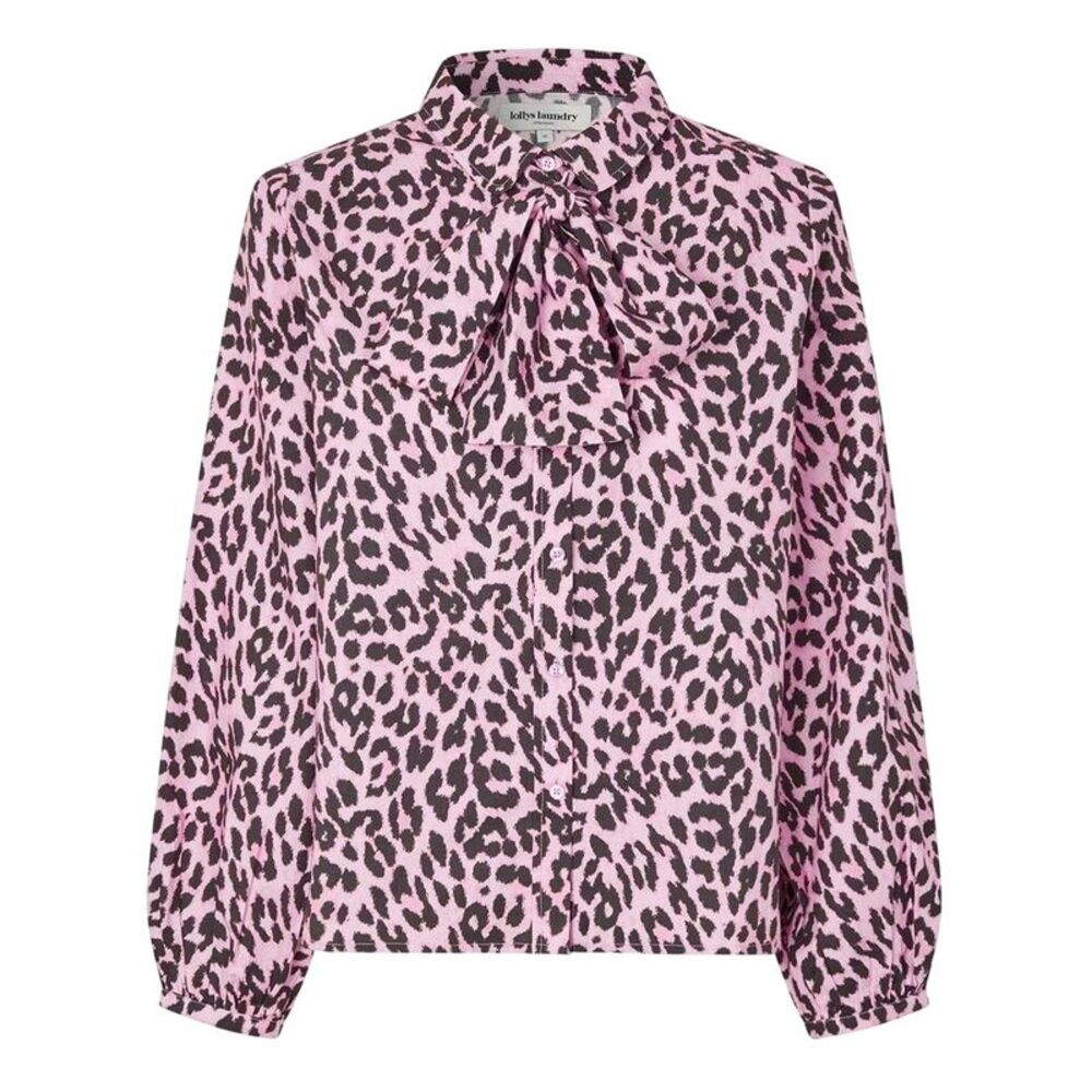 Lollys Laundry Womens/Ladies Ellie Leopard Tie Neck Shirt / Light Pink